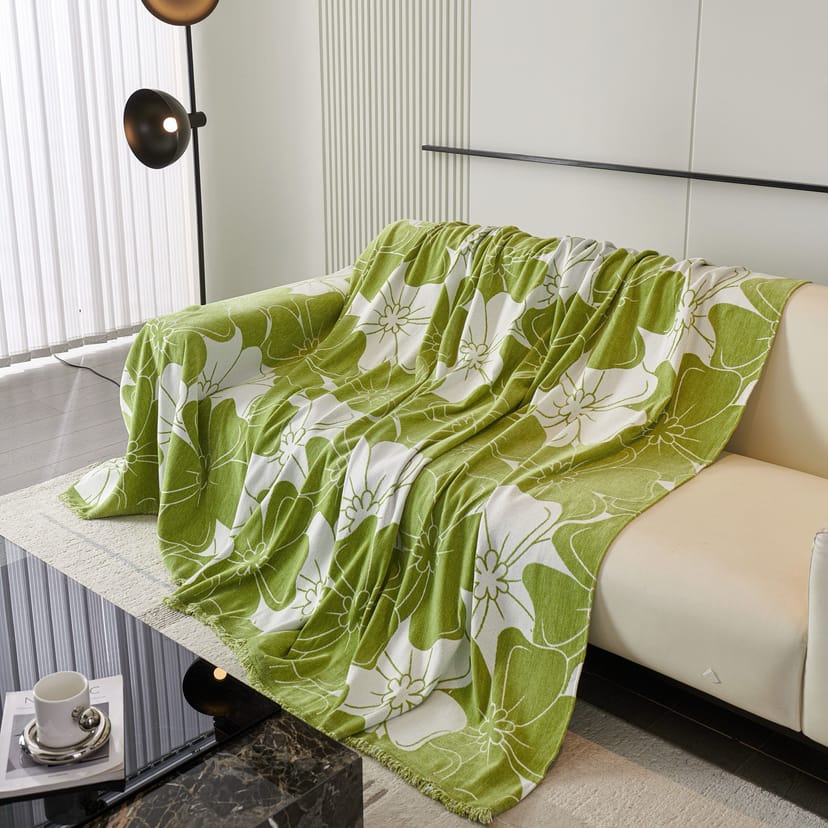 Verdant Floral Sofa Throw - Image 1